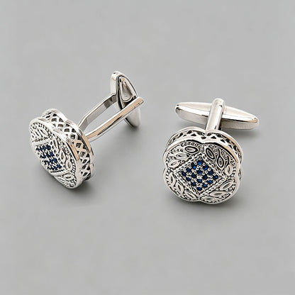 Silver Follow Blue Zircon Cufflinks
