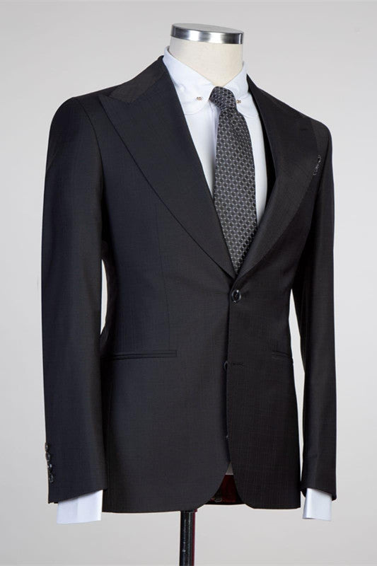 Classic Black Peaked Lapel 3 piece Formal Suit