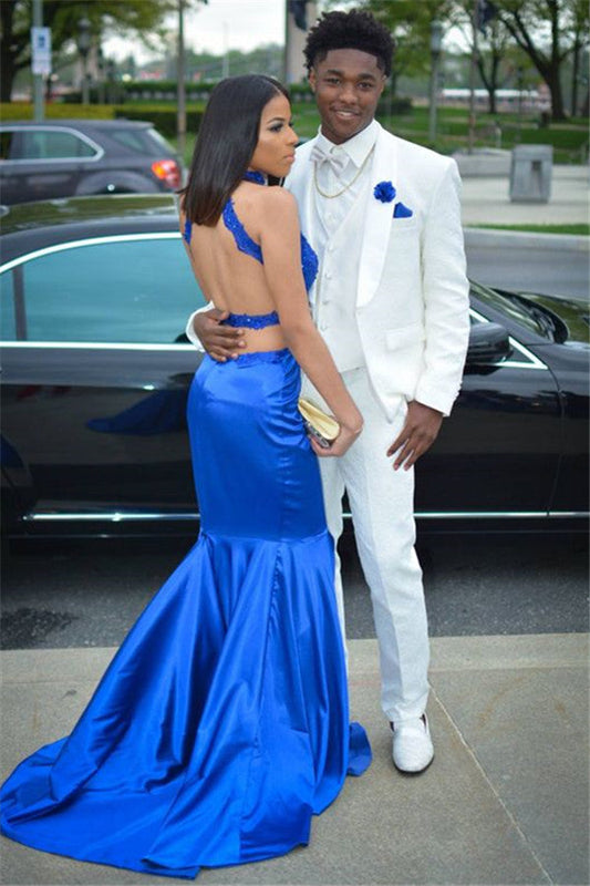 Simple White 3-Piece Wedding Suit Shawl Lapel Prom Outfits
