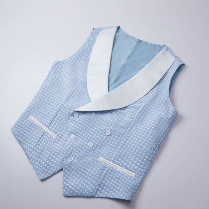 Sky Blue Fashion Dot Wedding Groom Tuxedo