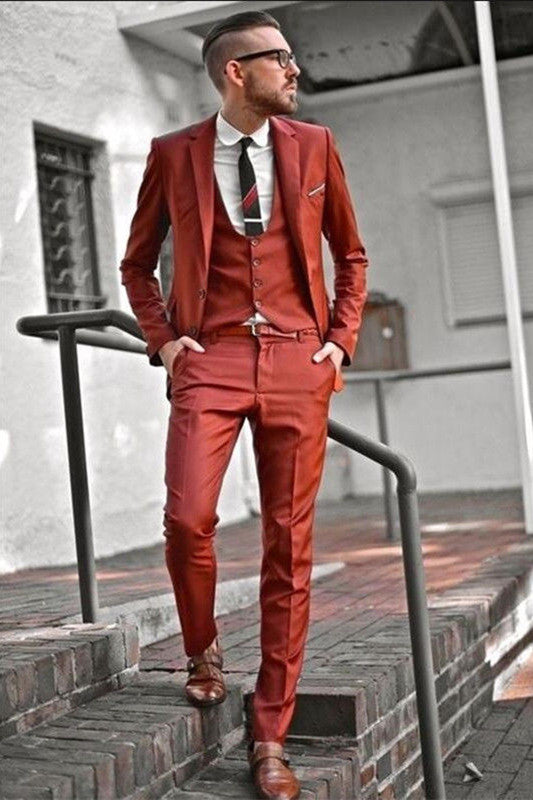 Slim Fit 3-piece Notched Lapel Suit for Prom