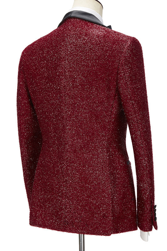Sparkly Three Pieces Blazer Tuxedo in Red/Black/Blue/Purple