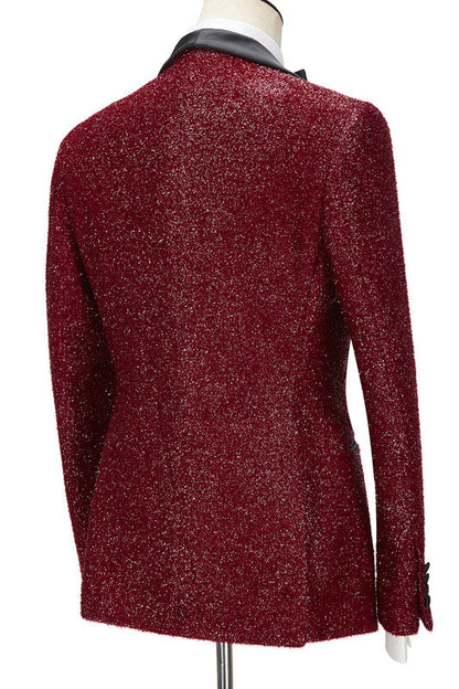 Sparkly Three Pieces Blazer Tuxedo in Red/Black/Blue/Purple