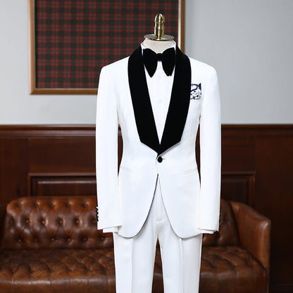 Spring White Bespoke Wedding Suit for Groomsman