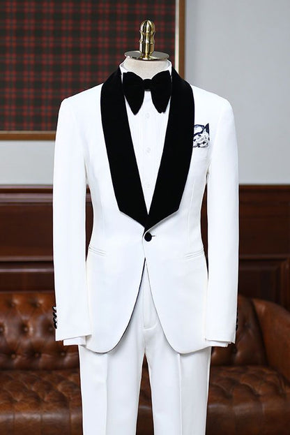 Spring White Bespoke Wedding Suit for Groomsman
