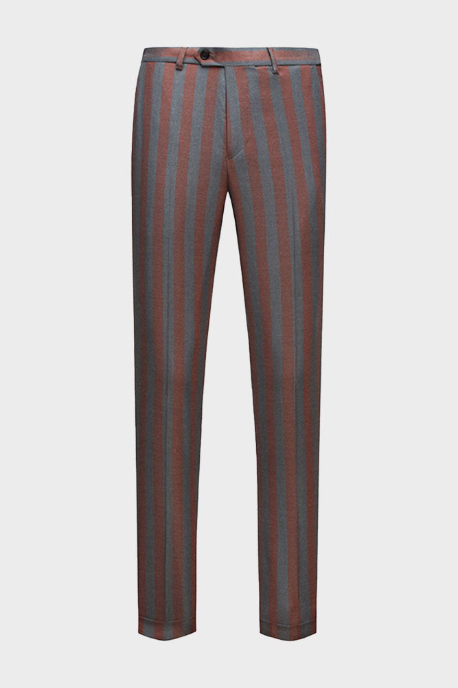 Red and Gray Striped Formal Men's Suit
