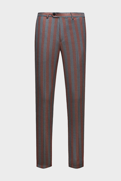 Red and Gray Striped Formal Men's Suit