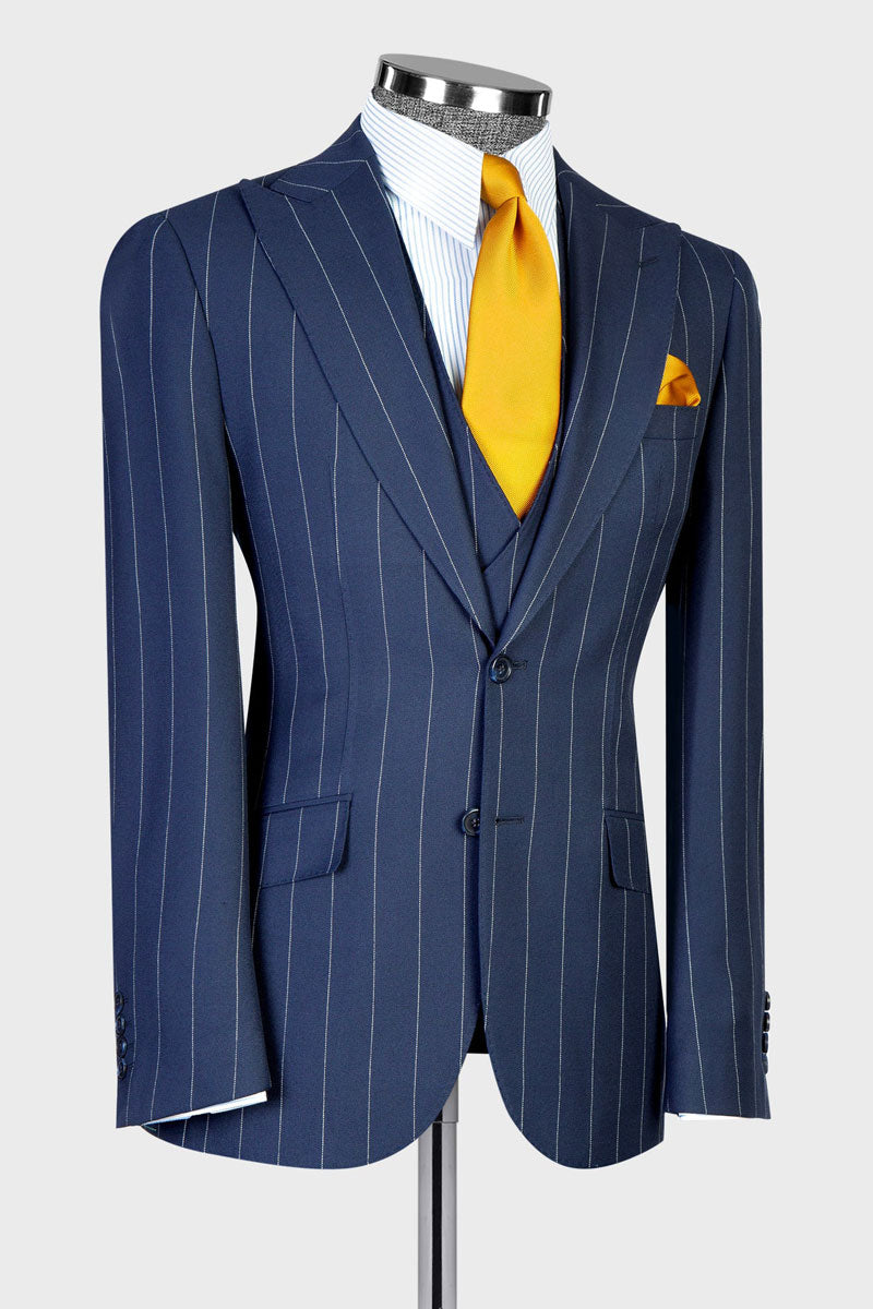 Men's Bold Striped 3-piece Suit in Navy