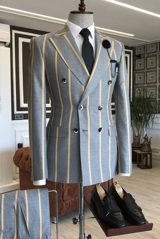 Striped Double-breasted 2-piece Suit