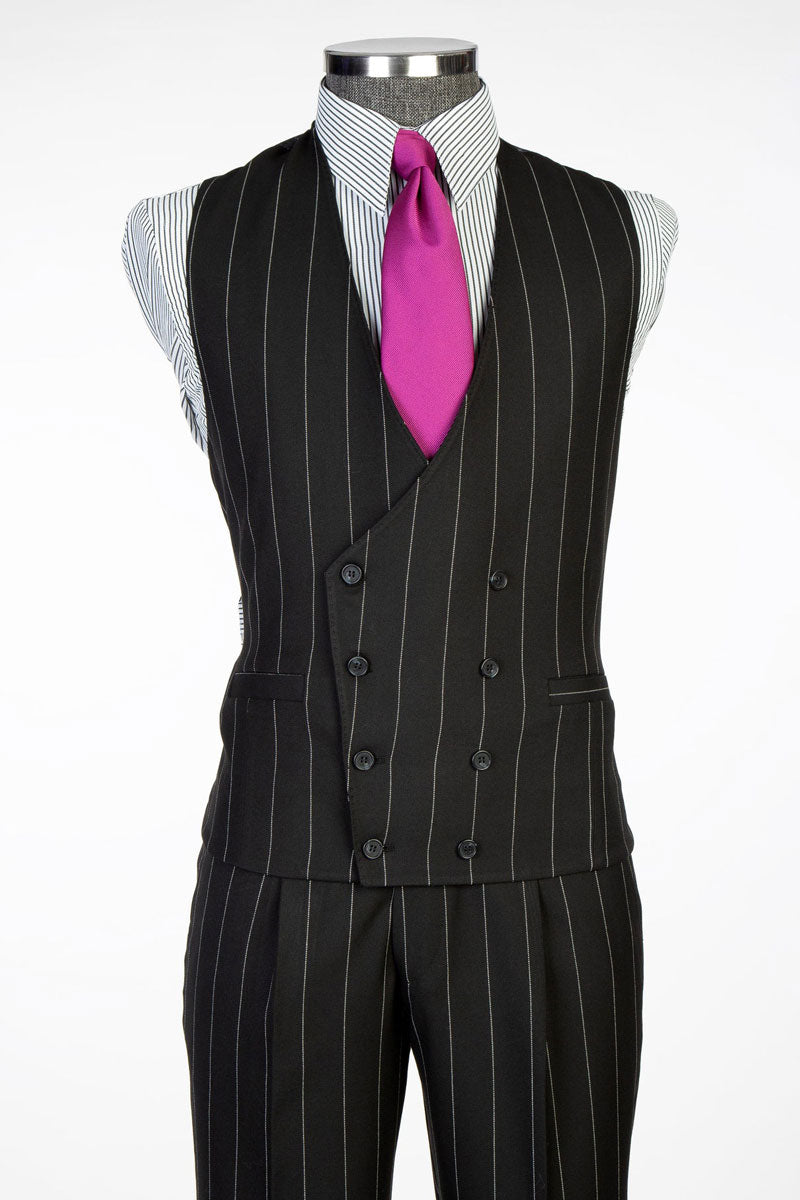 Men's Striped 3-piece Suit in Black