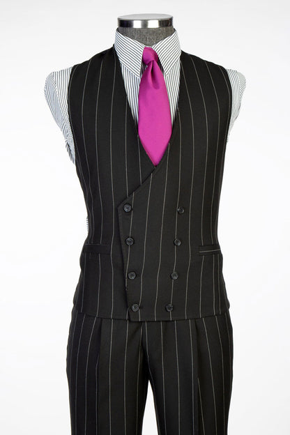 Men's Striped 3-piece Suit in Black