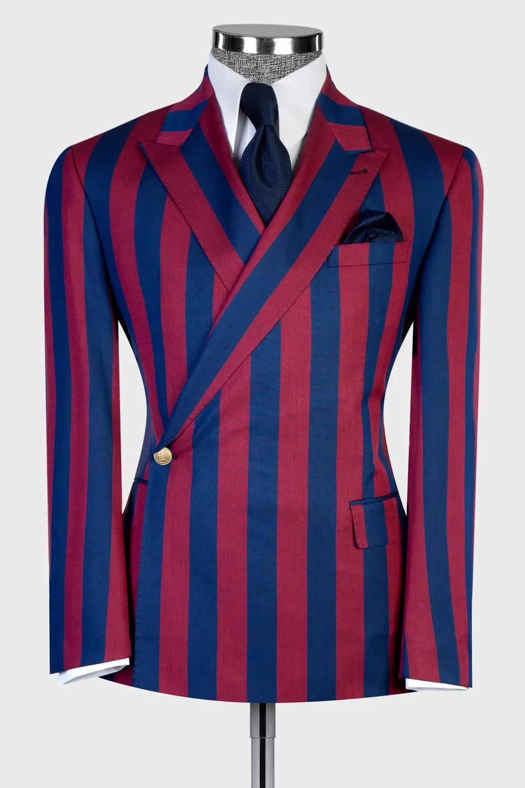 Bold Striped One-button 2-piece Suit