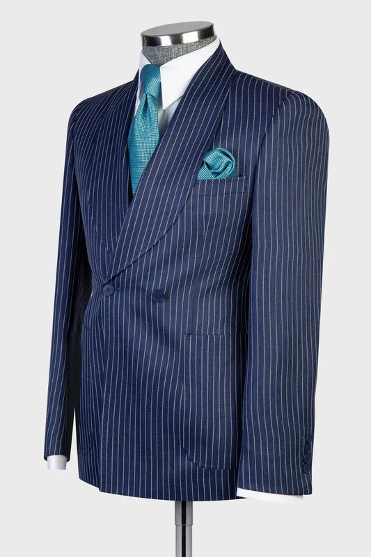 Striped Two-button Shawl Lapel 2-piece Suit
