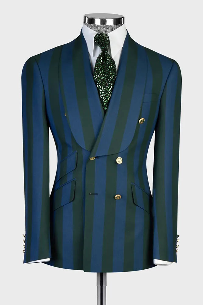 Bold Striped Double-breasted 2-piece Suit