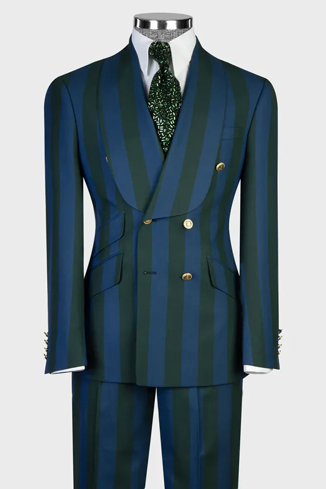 Bold Striped Double-breasted 2-piece Suit