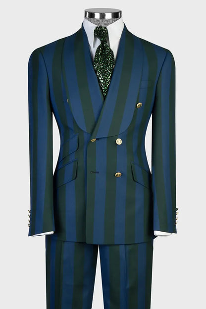 Bold Striped Double-breasted 2-piece Suit