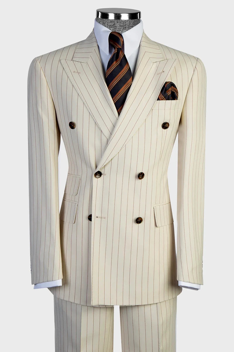 Striped Double-breasted 2-piece Suit