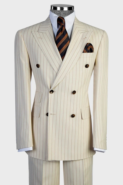 Striped Double-breasted 2-piece Suit