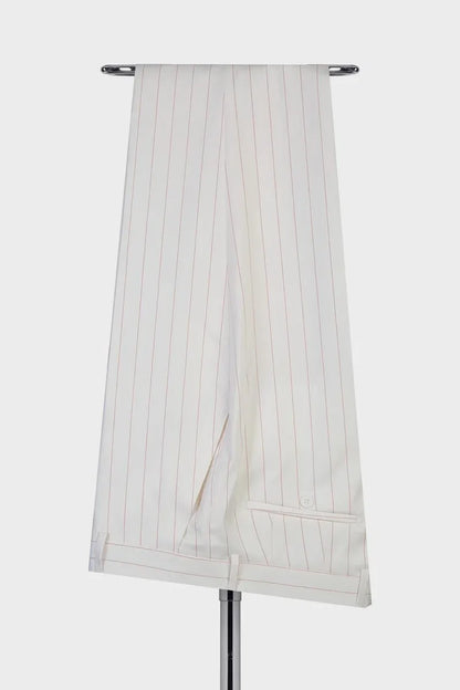 Striped Double-breasted 2-piece Suit in White
