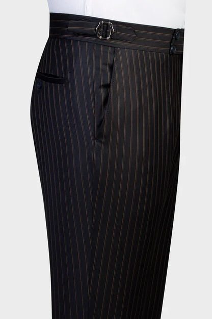 Black Double-breasted 2-piece Shawl Lapel Striped Suit