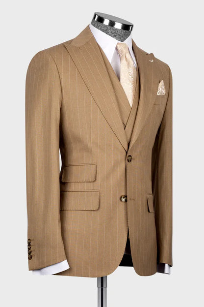 Striped Peak Lapel 3-piece Suit