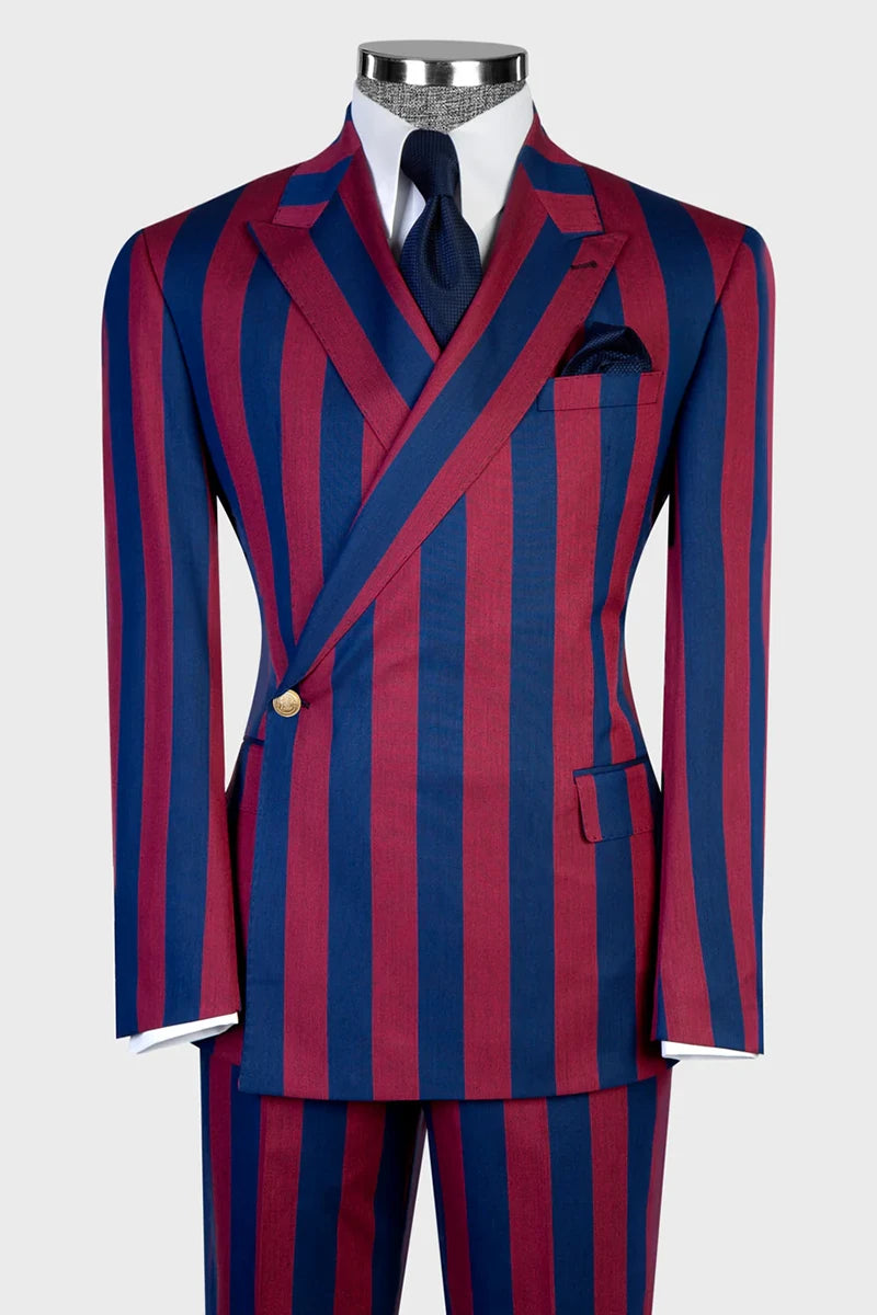 Bold Striped One-button 2-piece Suit