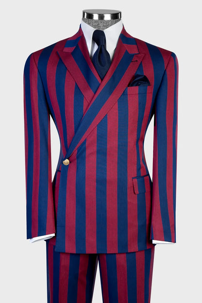 Bold Striped One-button 2-piece Suit