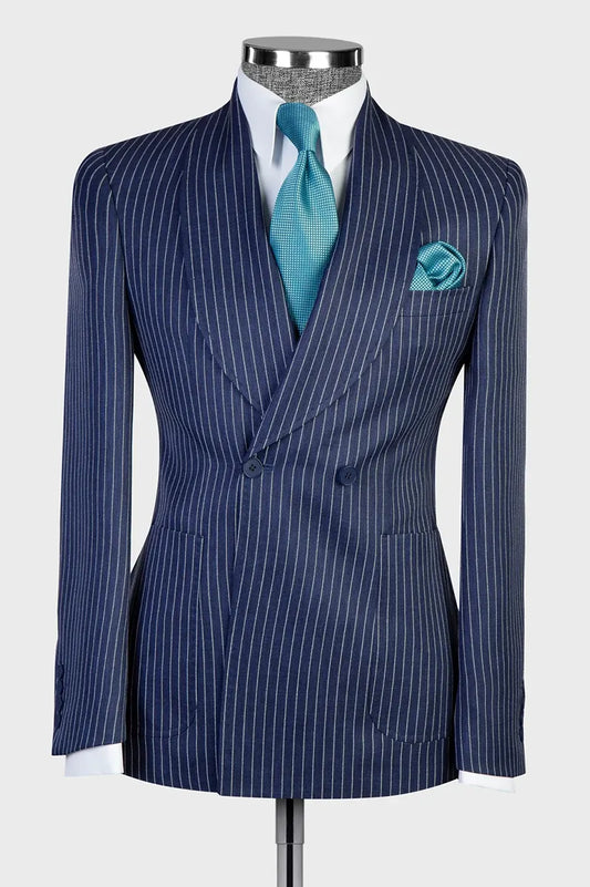 Striped Two-button Shawl Lapel 2-piece Suit