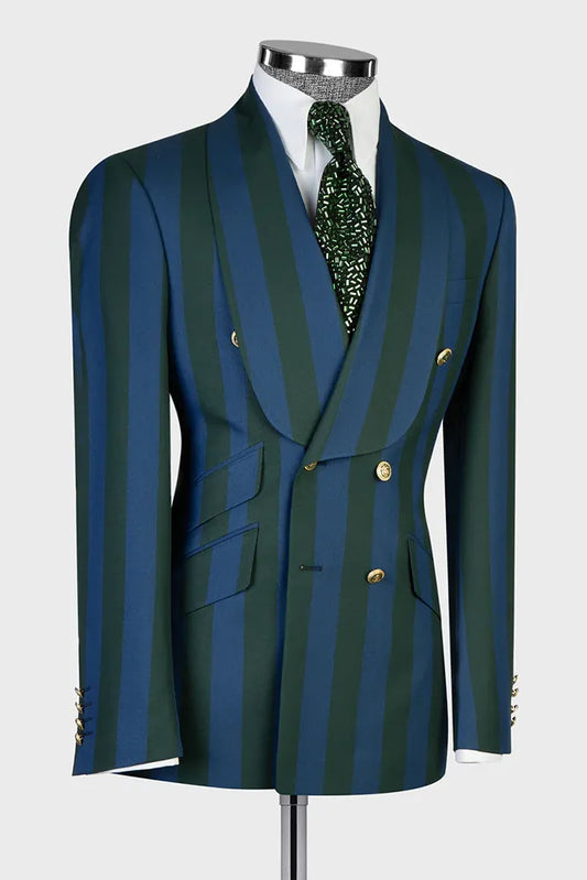 Bold Striped Double-breasted 2-piece Suit
