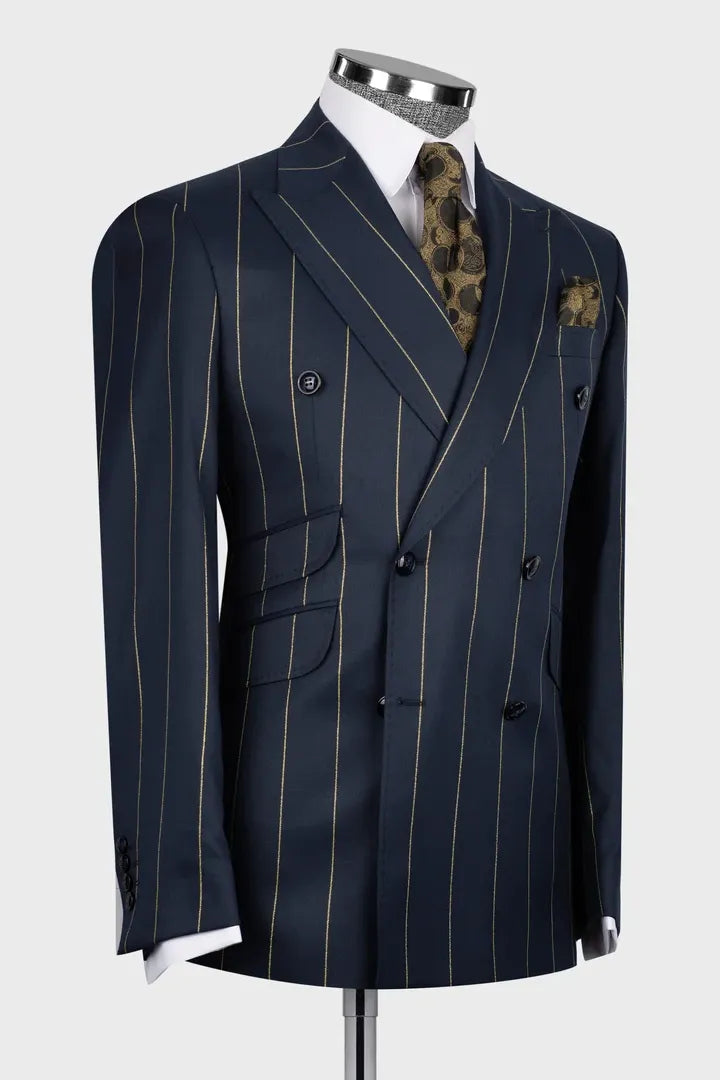 Striped Double-breasted 2-piece Suit