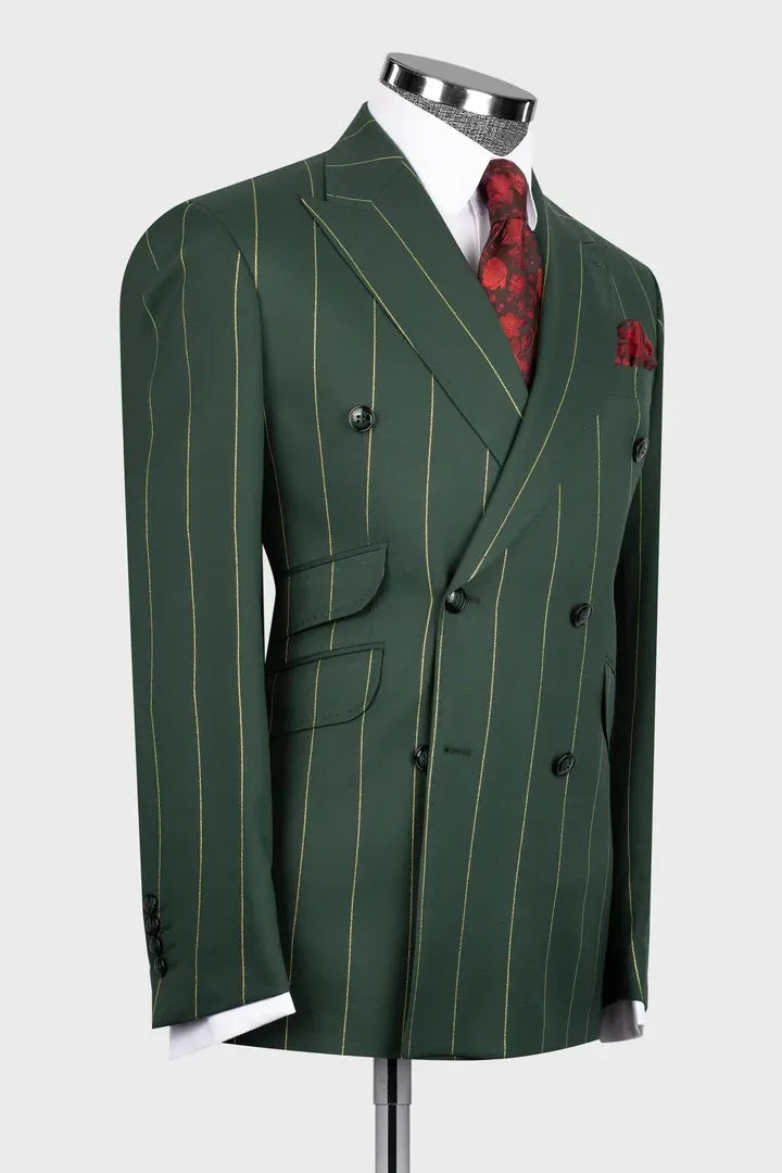 Bold Striped Double-breasted 2-piece Suit