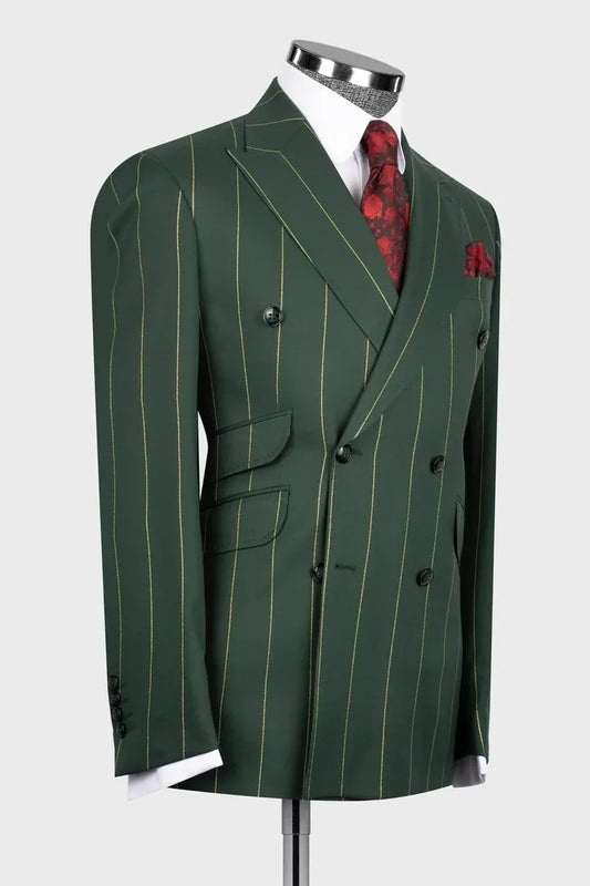 Bold Striped Double-breasted 2-piece Suit