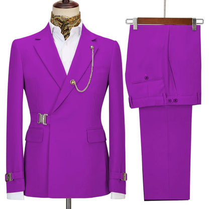 Stylish Purple 2-Piece Suit Men's Prom Suit Notched Lapel Regular Fit Tuxedo Outfits