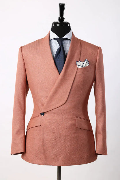Shawl Lapel 2 Piece Single Breasted Orange Suit