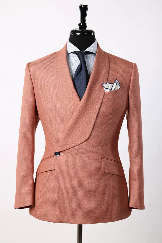 Shawl Lapel 2 Piece Single Breasted Orange Suit