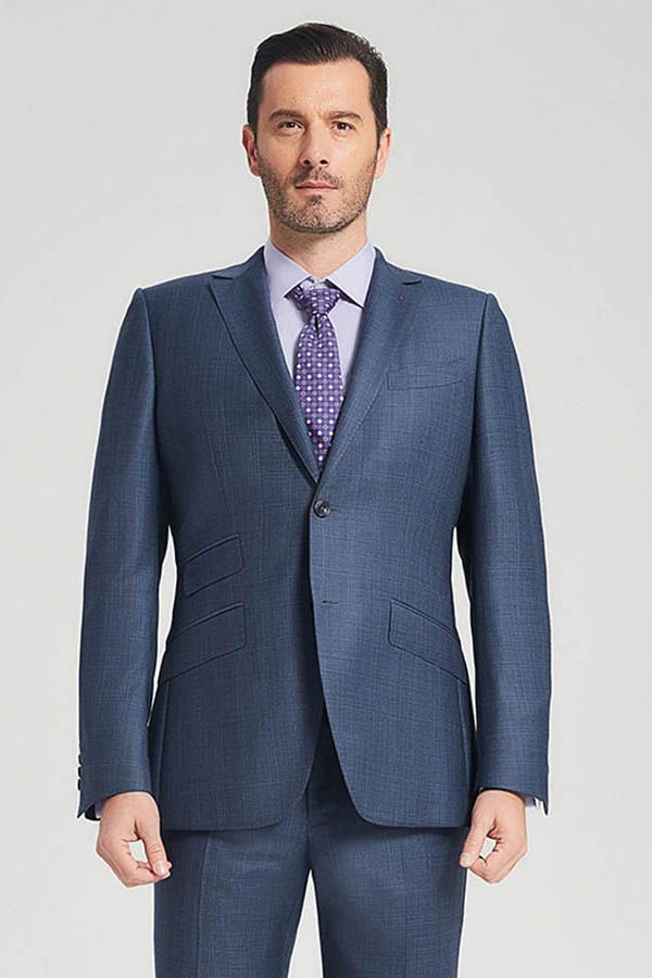Superior Navy Blue Two Buttons Men's Formal Suit