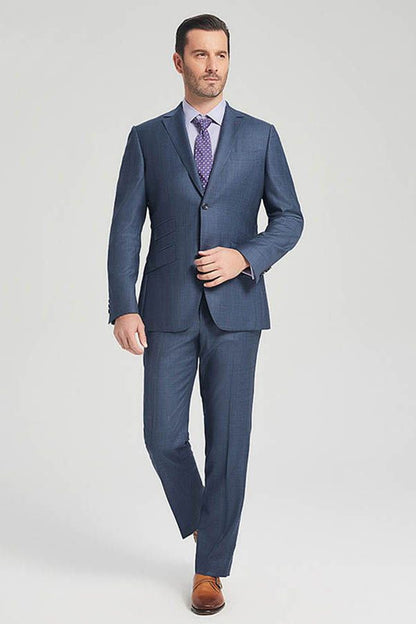 Superior Navy Blue Two Buttons Men's Formal Suit