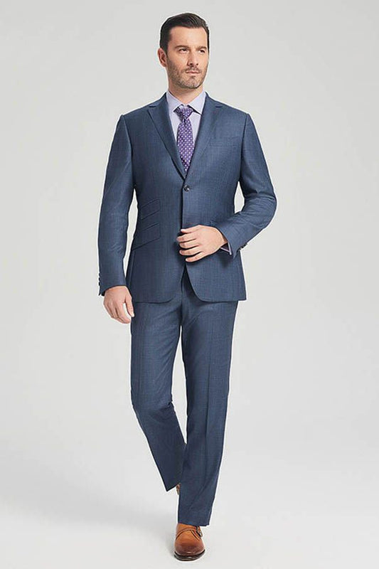 Superior Navy Blue Two Buttons Men's Formal Suit