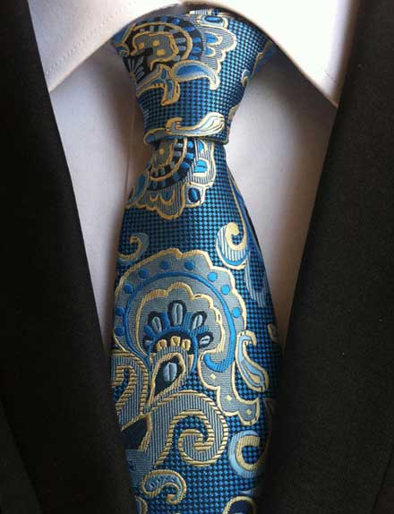 Blue & Yellow Jacquard Floral Tie