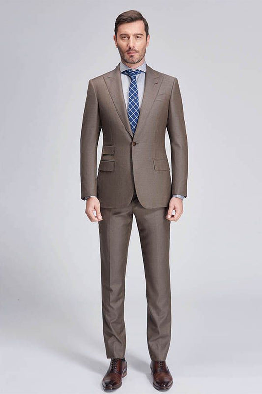 Top Coffee One Button Men's Suits for Business