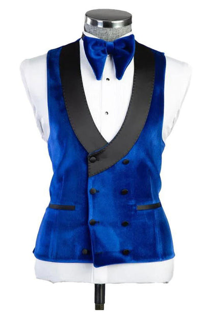 Elegant Vert Royal Blue Velvet 3-piece Suit