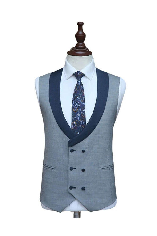 Blue Peak Lapel Slim Fit Single Breasted 3 Piece Suit