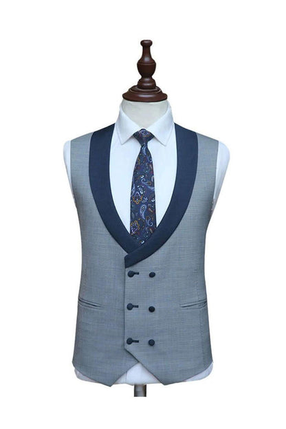 Blue Peak Lapel Slim Fit Single Breasted 3 Piece Suit