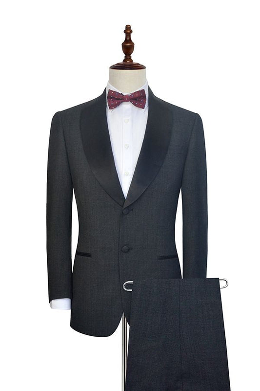 Well-cut Black Shawl Lapel Wedding Tuxedos with Two Buttons