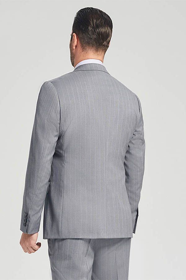 Well-cut Stripes Grey Suits Two Buttons Peak Lapel Business Mens Suits