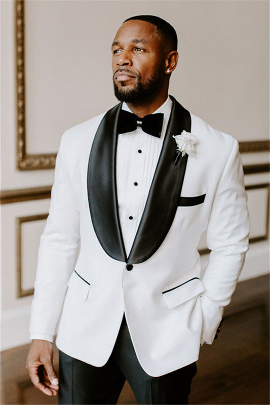 White Wedding Tuxedos Slim Fit Suits for Groomsmen Suit