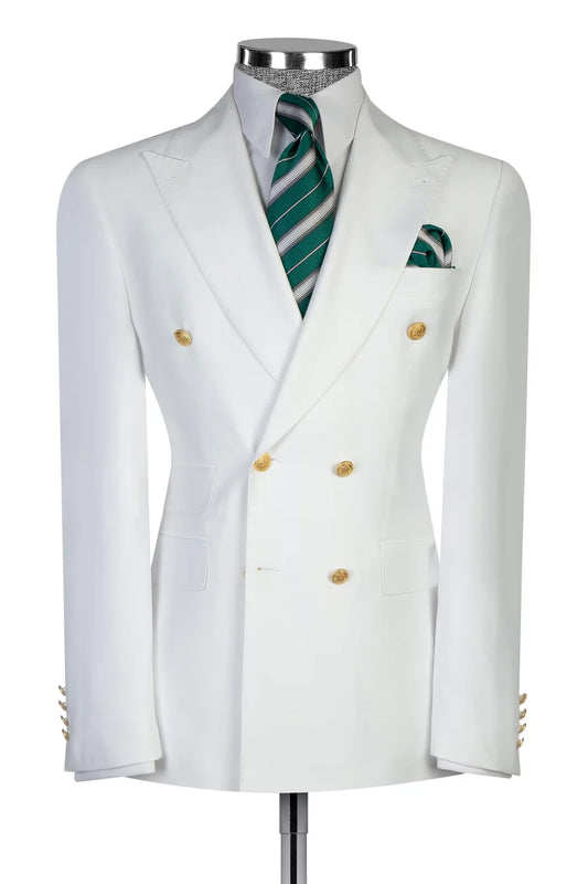 Men's White Peak Lapel 2-piece Suit
