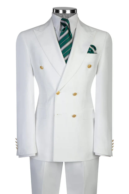 Men's White Peak Lapel 2-piece Suit