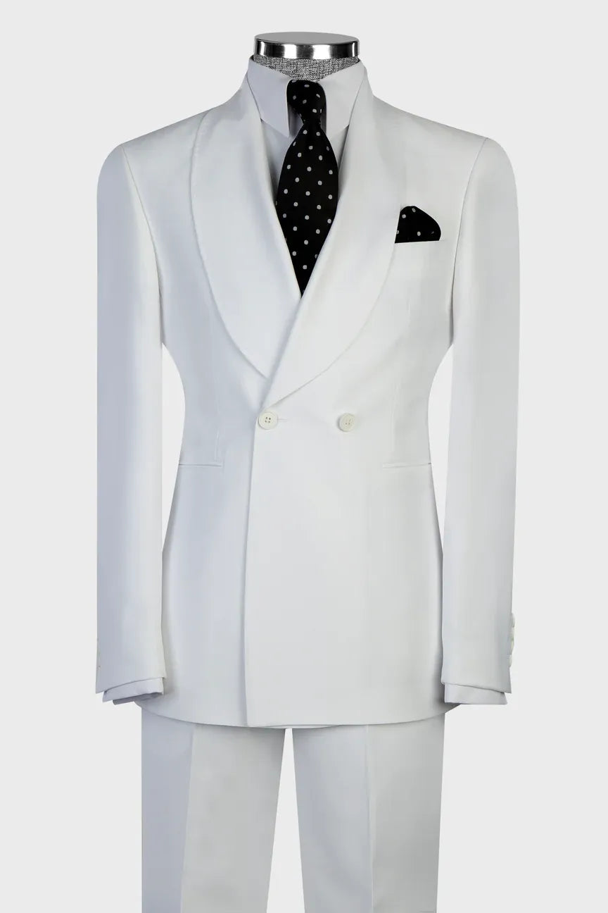 White Two-button Shawl Lapel 2-piece Suit