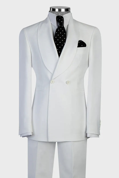 White Two-button Shawl Lapel 2-piece Suit